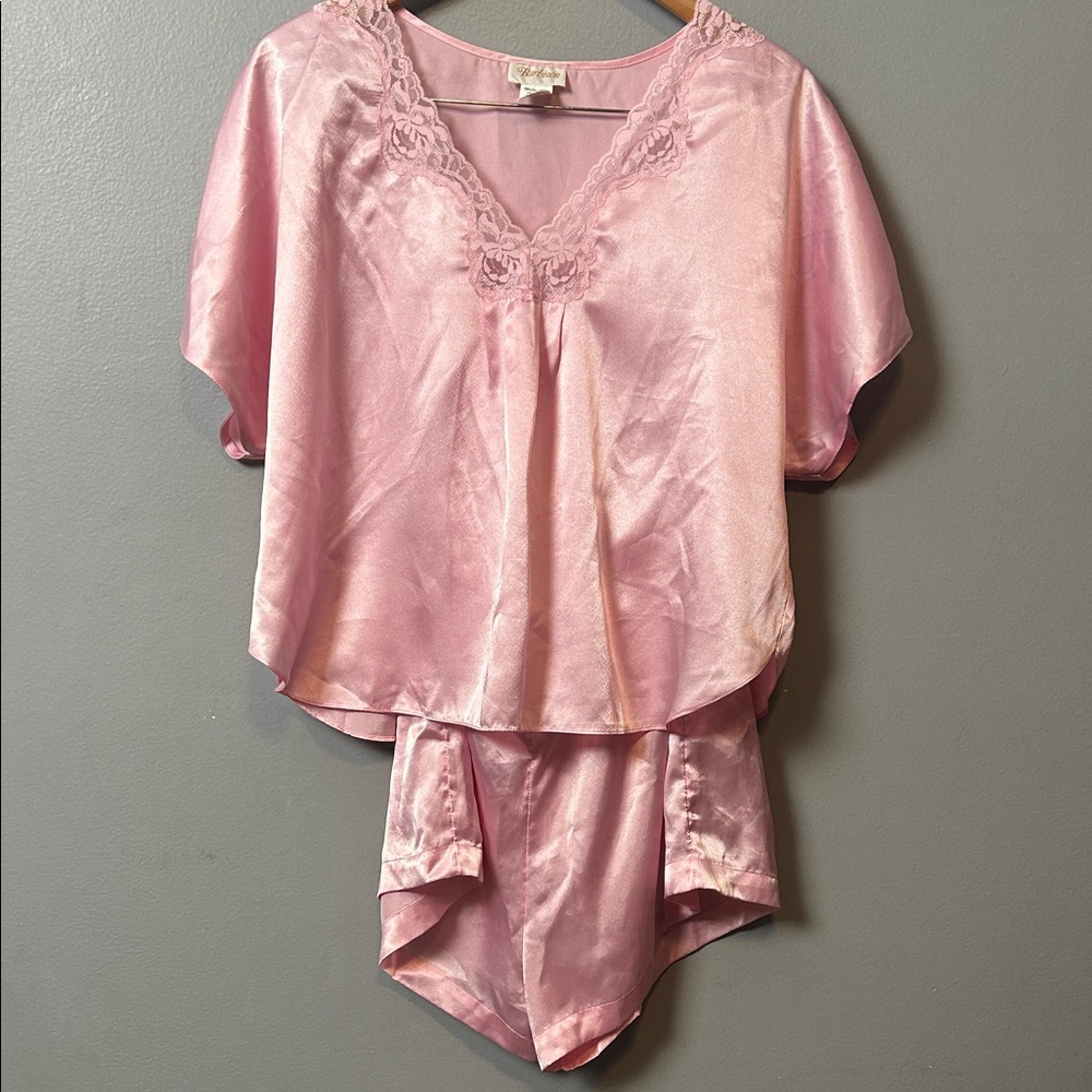 Barbizon vintage Elegant Pink Women's Satin Sleepwear Set size L